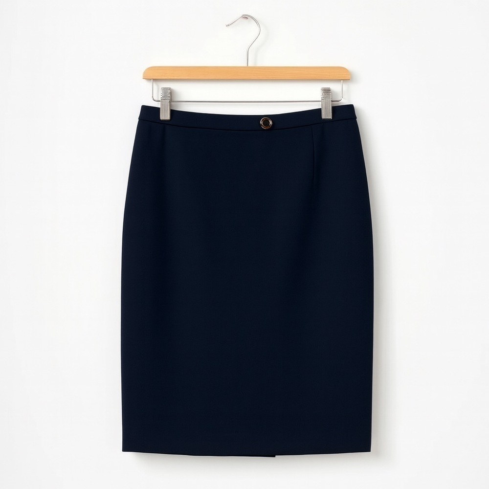 Tory Burch Navy Pencil Skirt Rayon Stretch Size Medium